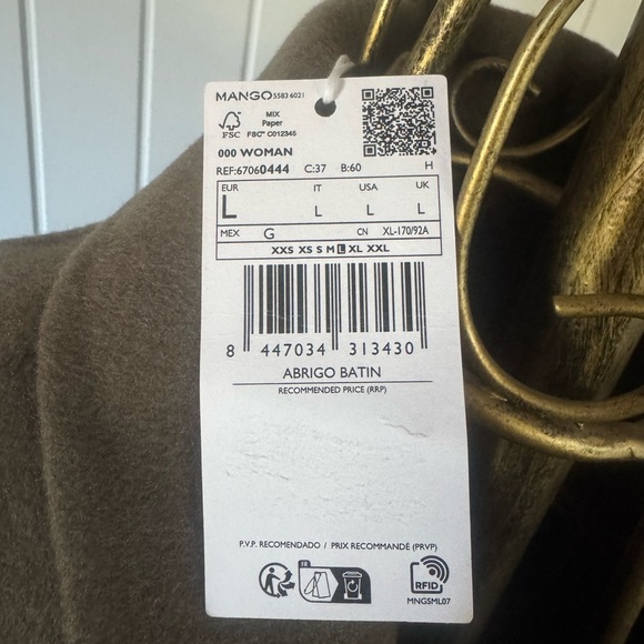 Mango/Ming - Beautiful Handmade Long Coat with belt Size L - NWT - Khaki - Picture 4 of 6